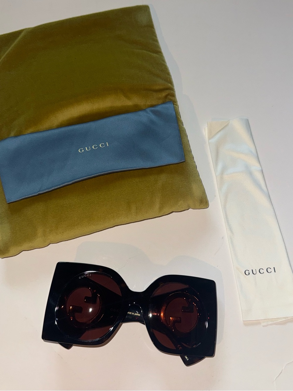 Gucci Blondie Black Tortoise Shell Oversized Square Sunglasses with Brown Lenses